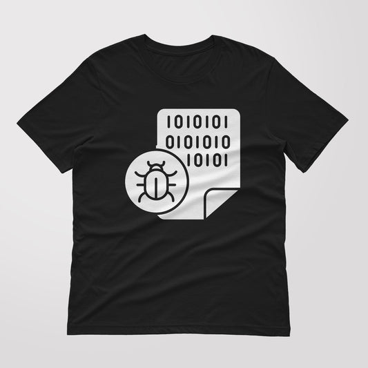 10101010 Binary code with bug icon T shirt for Ethical Hacker.